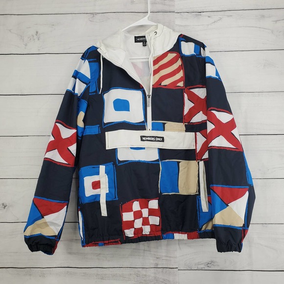 Members Only Flag Print Pullover Jacket - Picture 4 of 8